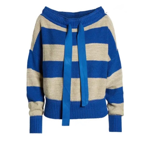 Free People Cassidy Off-the-Shoulder Pullover Top Stripe - Picture 5 of 6